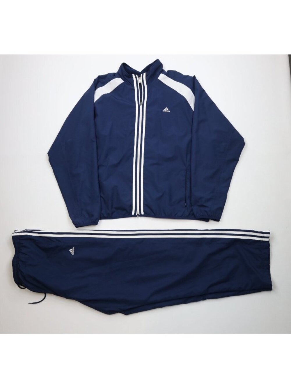 Vintage Y2K 2004 Adidas Mens 2XL 2 Piece Wide Leg Windbreaker Track Suit Blue